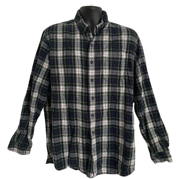LL Bean Plaid Flannel Men’s Large Tall Cotton Button Down Shirt Traditional Fit - Picture 3 of 8